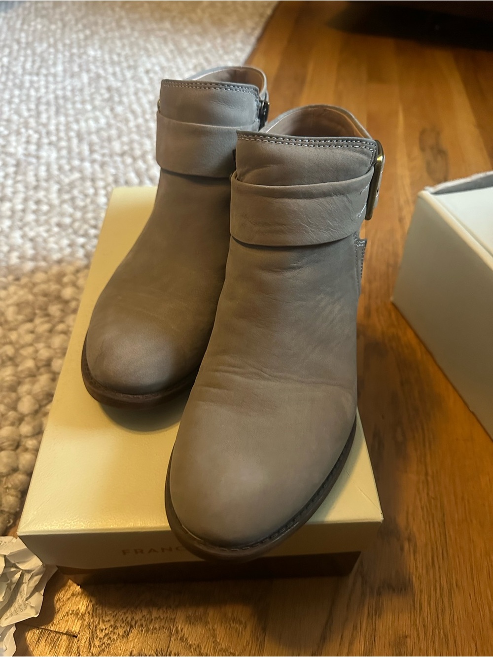 Franco Sarto Gray Fold-Over Ankle Booties